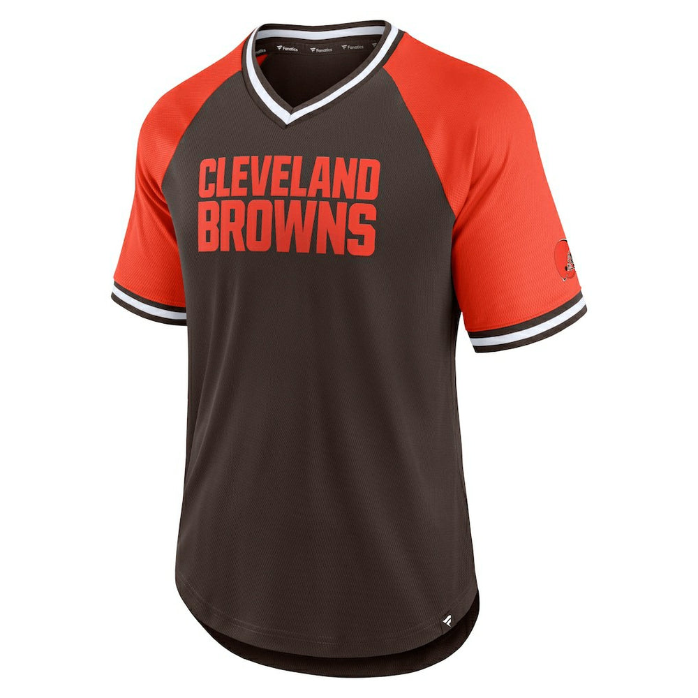 Cleveland Browns Second Wind Raglan V-Neck T-Shirt Brown/Orange