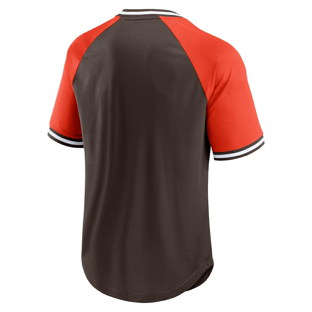 Cleveland Browns Second Wind Raglan V-Neck T-Shirt Brown/Orange
