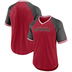 Tampa Bay Buccaneers Second Wind Raglan V-Neck T-Shirt Red/Pewter