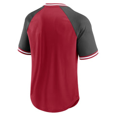 Tampa Bay Buccaneers Second Wind Raglan V-Neck T-Shirt Red/Pewter