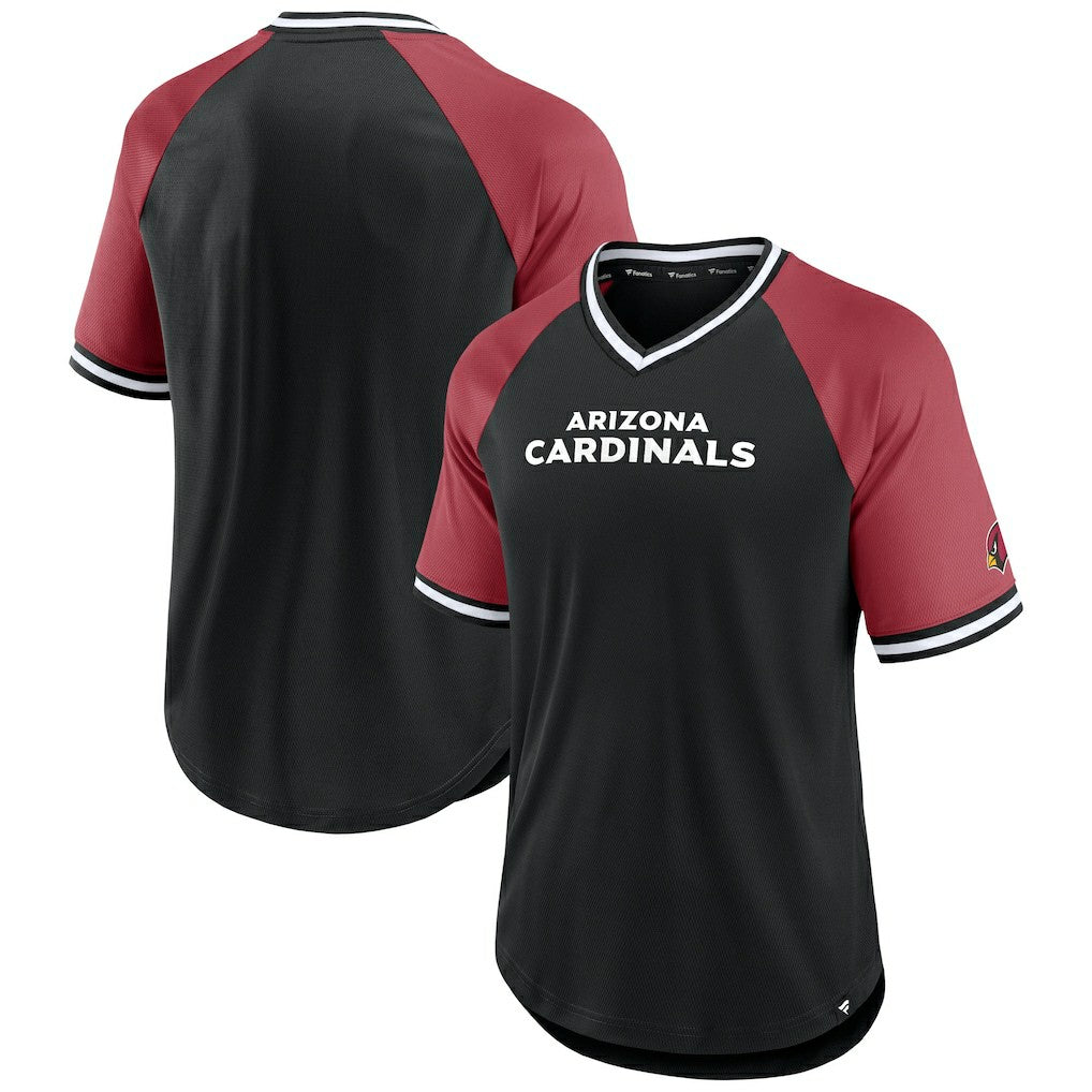 Arizona Cardinals Second Wind Raglan V-Neck T-Shirt Black/Cardinal