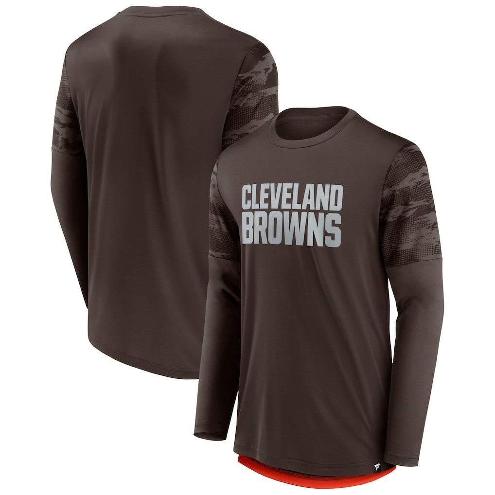 Cleveland Browns Square Off Long Sleeve T-Shirt Brown/Orange