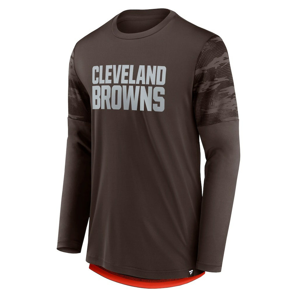 Cleveland Browns Square Off Long Sleeve T-Shirt Brown/Orange