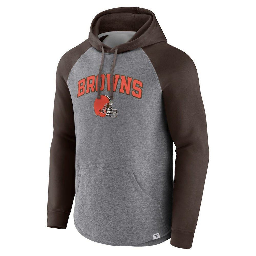 Cleveland Browns By Design Raglan Pullover Hoodie Heathered Gray/Brown