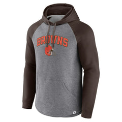 Cleveland Browns By Design Raglan Pullover Hoodie Heathered Gray/Brown