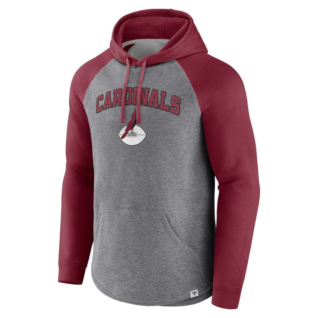 Arizona Cardinals By Design Raglan Pullover Hoodie Heathered Gray/Cardinal