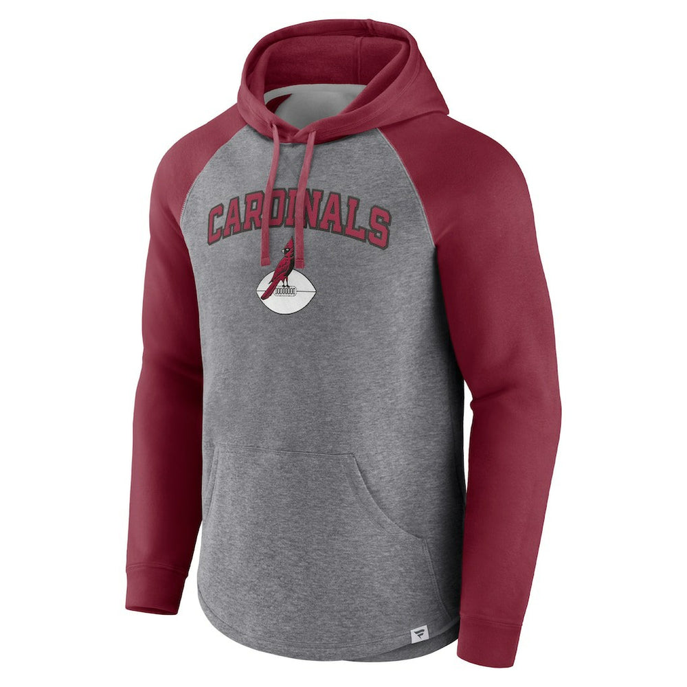 Arizona Cardinals By Design Raglan Pullover Hoodie Heathered Gray/Cardinal