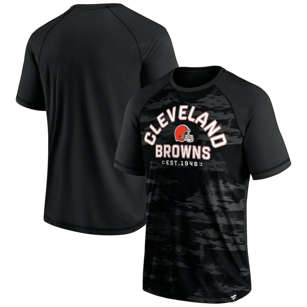 Cleveland Browns Blackout Hail Mary Raglan T-Shirt