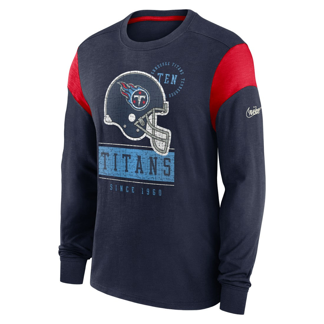 Tennessee Titans Rewind Playback Helmet Long Sleeve T-Shirt Navy