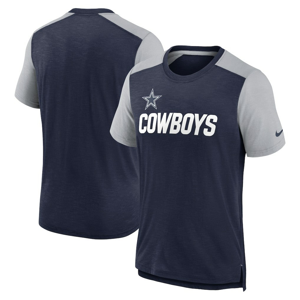 Dallas Cowboys Color Block Team Name T-Shirt Heathered Navy/Heathered Gray