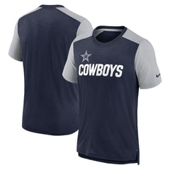 Dallas Cowboys Color Block Team Name T-Shirt Heathered Navy/Heathered Gray