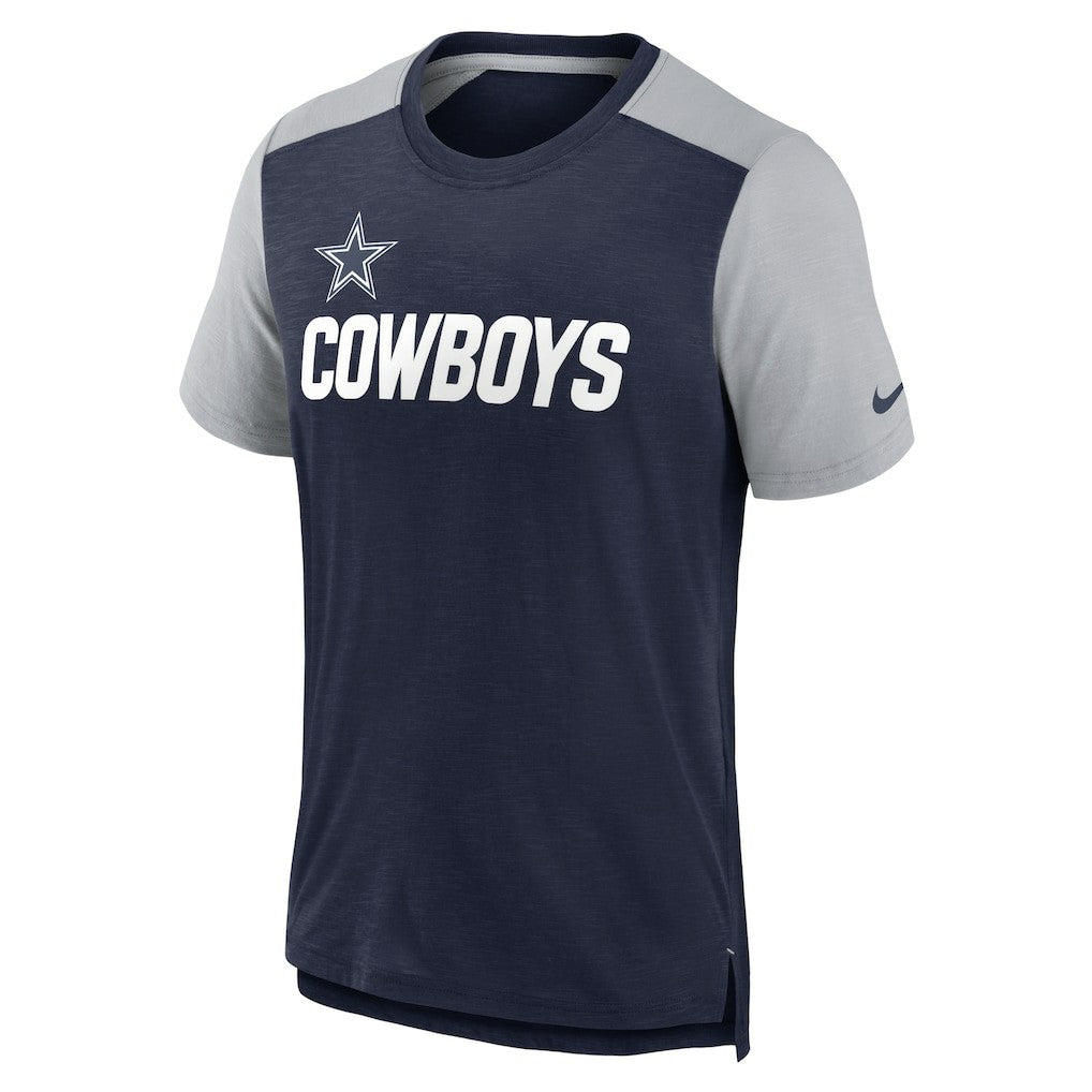 Dallas Cowboys Color Block Team Name T-Shirt Heathered Navy/Heathered Gray