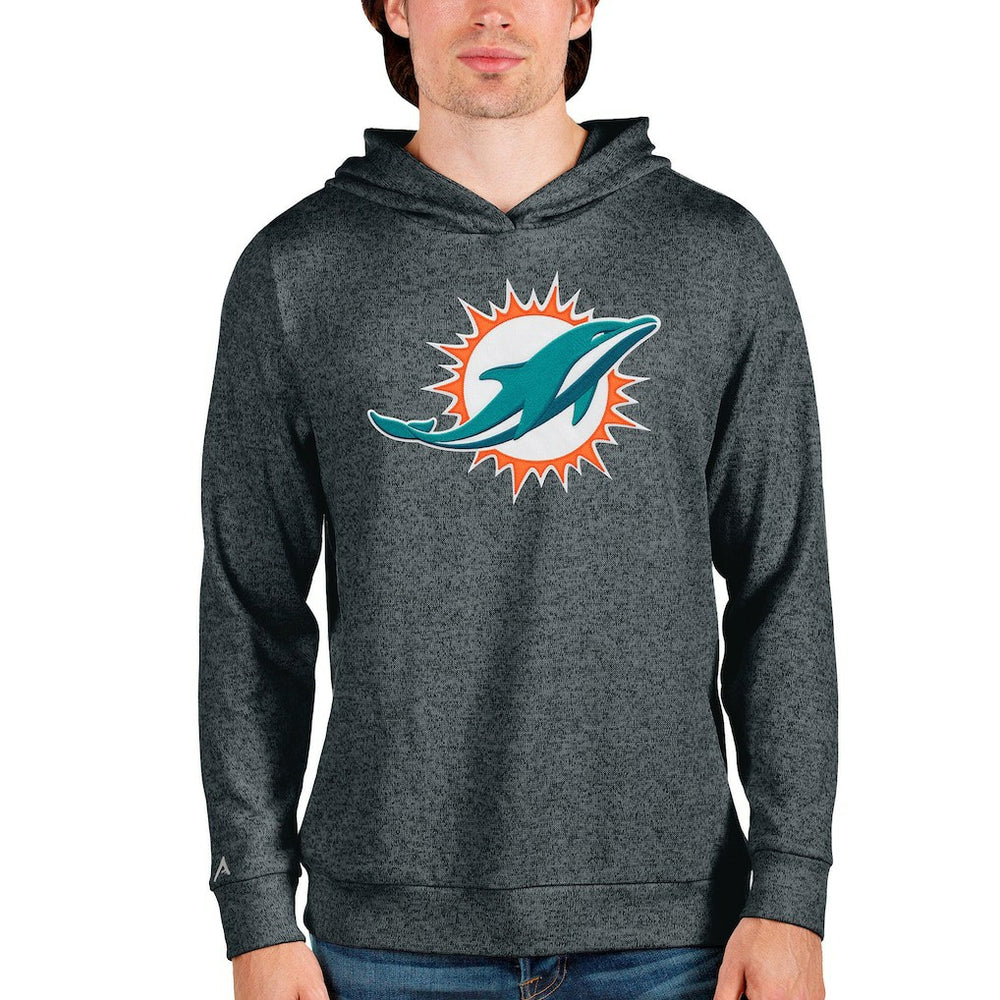 Miami Dolphins Antigua Team Absolute Pullover Hoodie Heathered Charcoal
