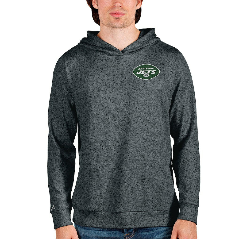 New York Jets Antigua Absolute Pullover Hoodie Heathered Charcoal