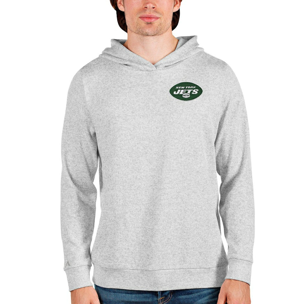 New York Jets Antigua Absolute Pullover Hoodie Heathered Gray
