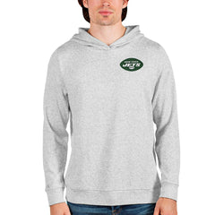 New York Jets Antigua Absolute Pullover Hoodie Heathered Gray