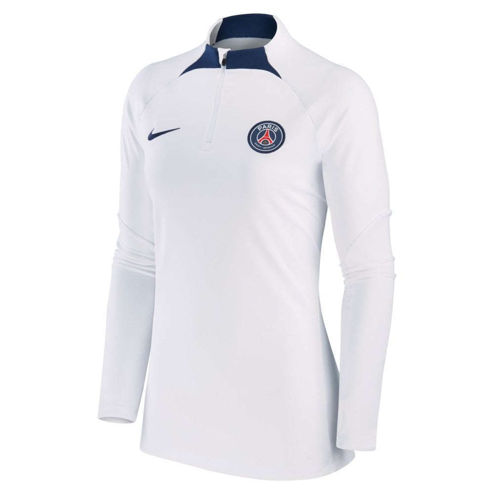 Paris Saint-Germain Women's Strike Drill Raglan Performance Quarter-Zip Top White