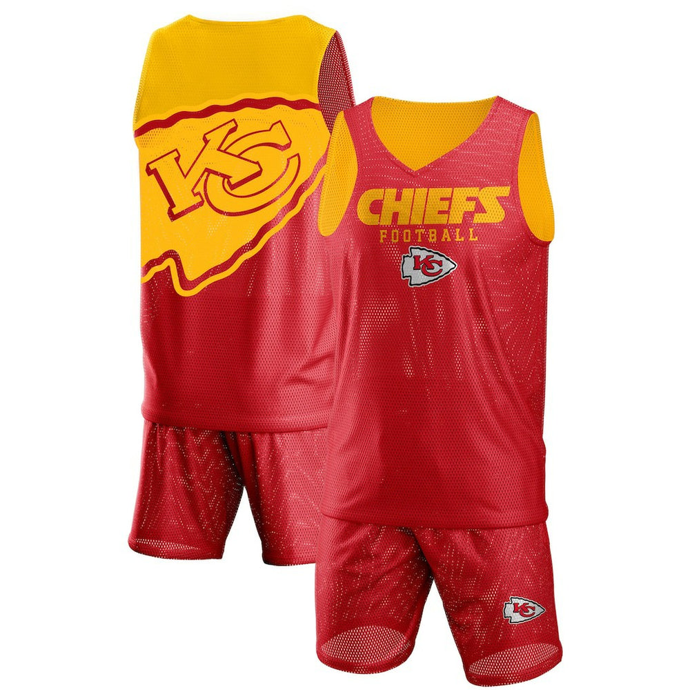 Kansas City Chiefs FOCO Colorblock Mesh V-Neck & Shorts Set Red