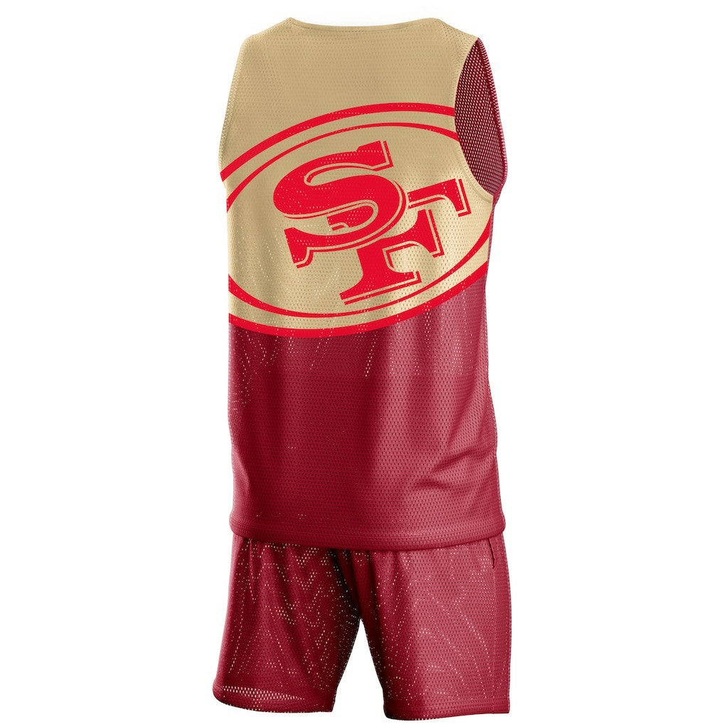 San Francisco 49ers FOCO Colorblock Mesh V-Neck & Shorts Set Scarlet