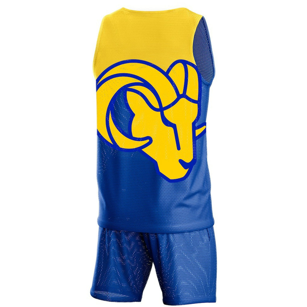 Los Angeles Rams FOCO Colorblock Mesh V-Neck & Shorts Set Royal