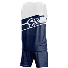 Seattle Seahawks FOCO Colorblock Mesh V-Neck & Shorts Set College Navy