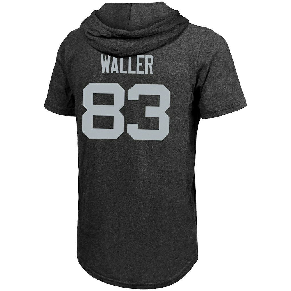 Darren Waller Las Vegas Raiders Majestic Threads Player Name & Number Tri-Blend Hoodie T-Shirt Black