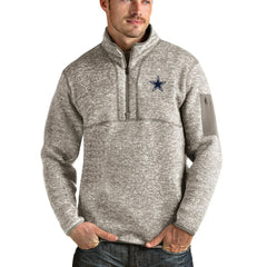 Dallas Cowboys Antigua Fortune Quarter-Zip Pullover Jacket Oatmeal