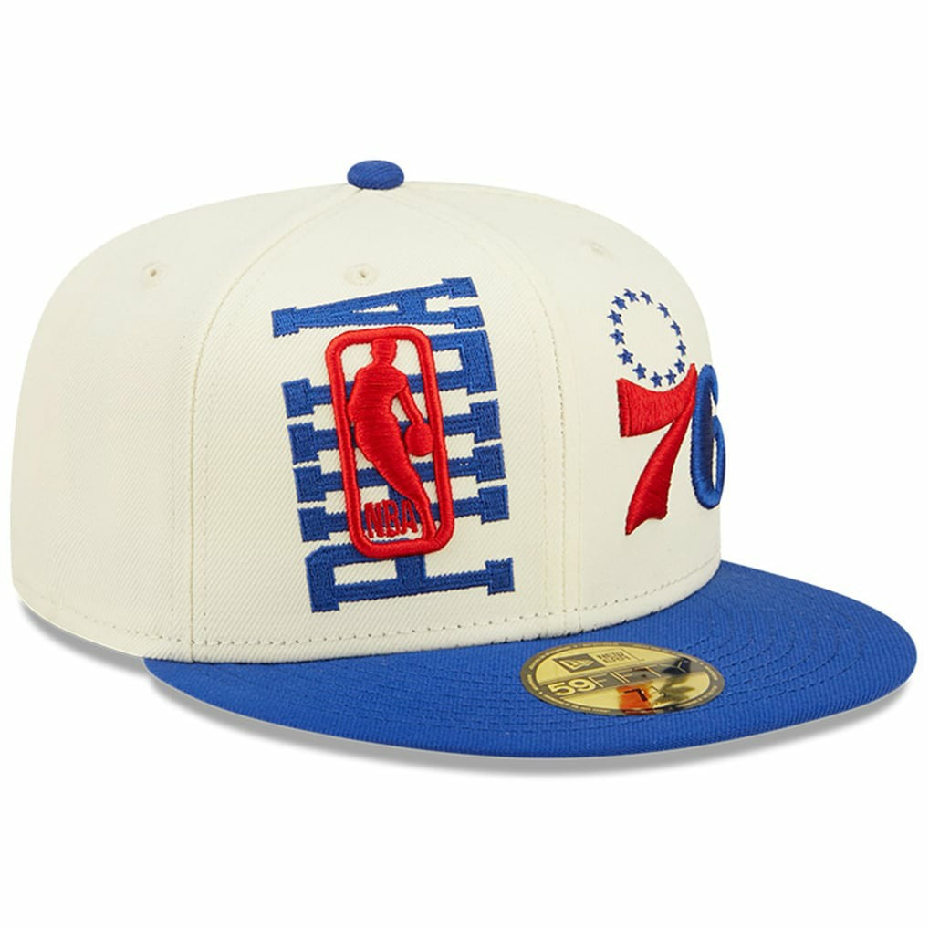 Philadelphia 76ers 2022 NBA Draft 59FIFTY Fitted Hat Cream/Royal