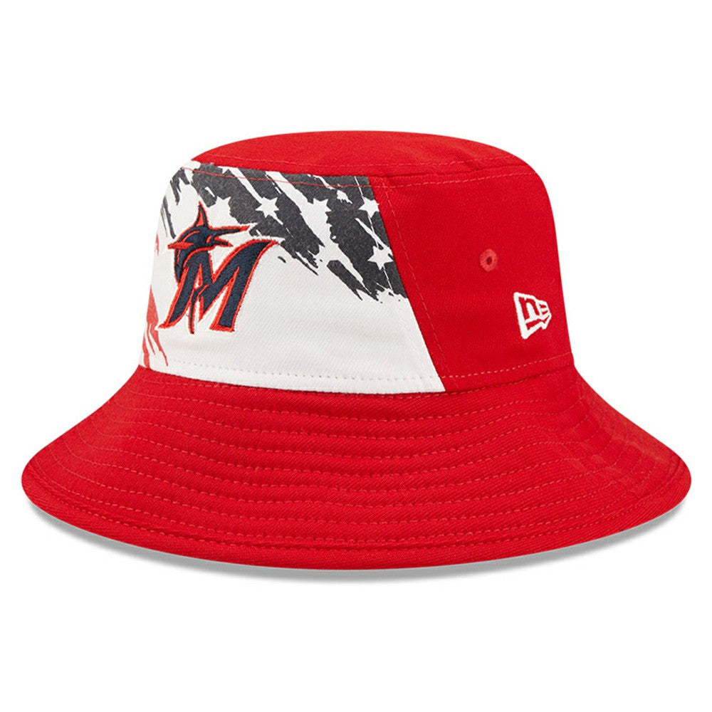 Miami Marlins New Era 2022 4th of July Bucket Hat - Red Hats