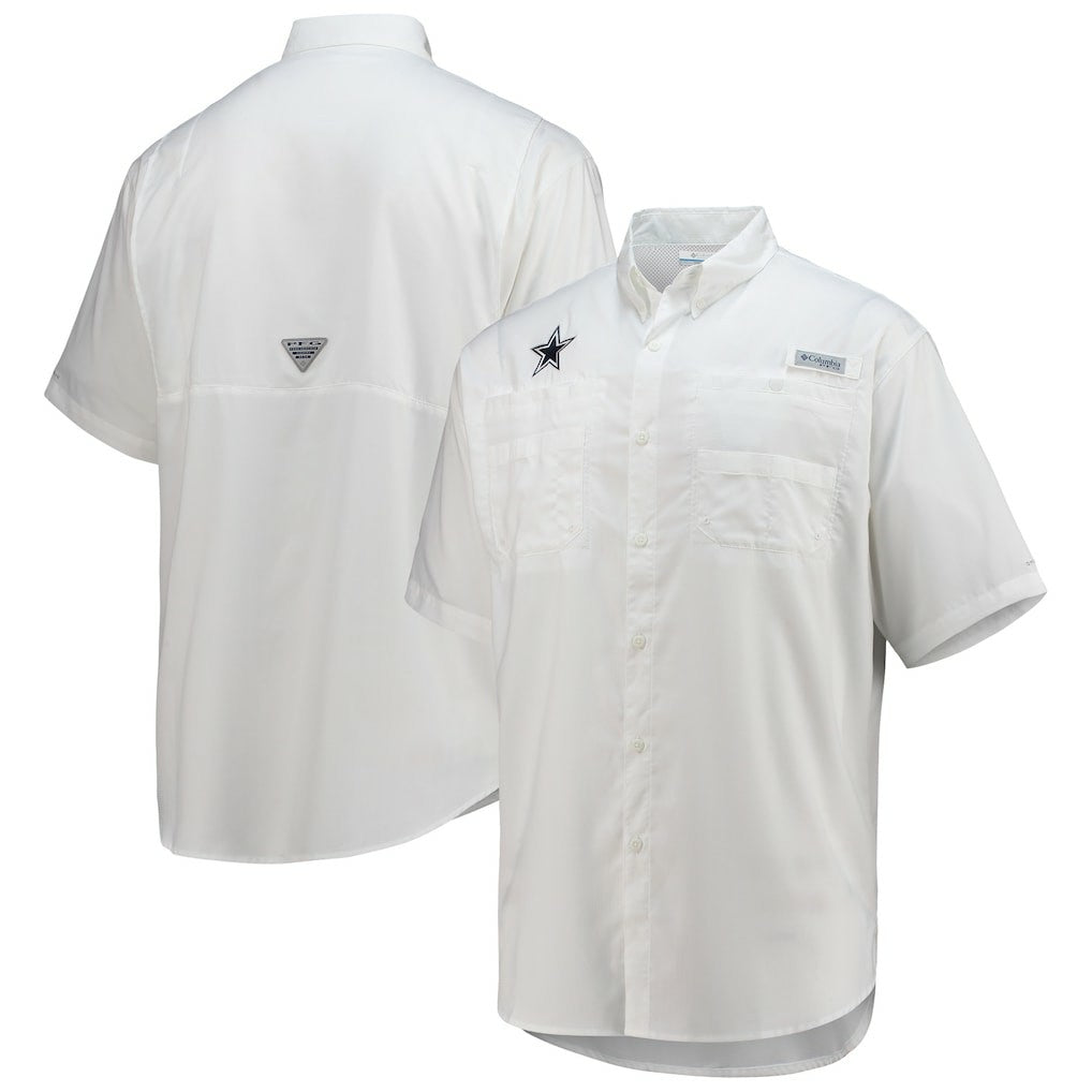 Dallas Cowboys Tamiami Omni-Shade Button-Down Short Sleeve Shirt White