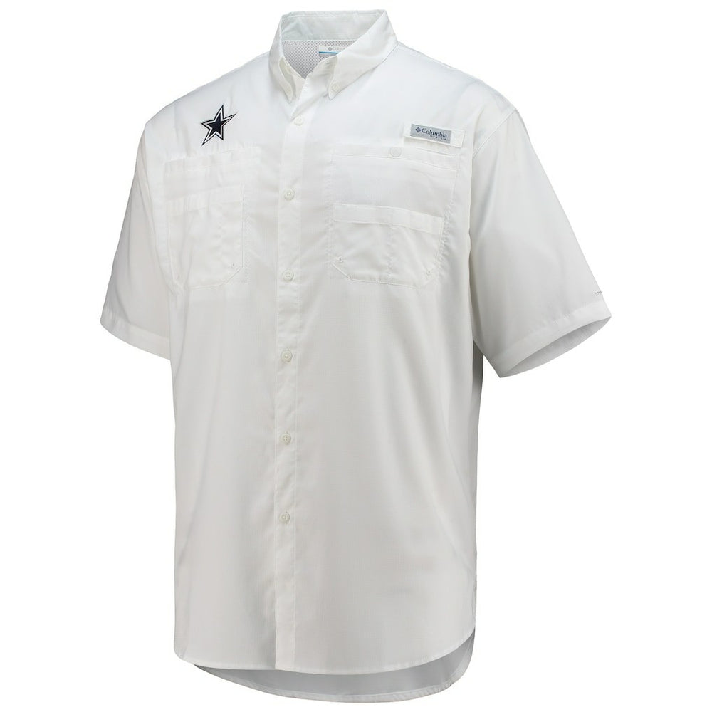 Dallas Cowboys Tamiami Omni-Shade Button-Down Short Sleeve Shirt White