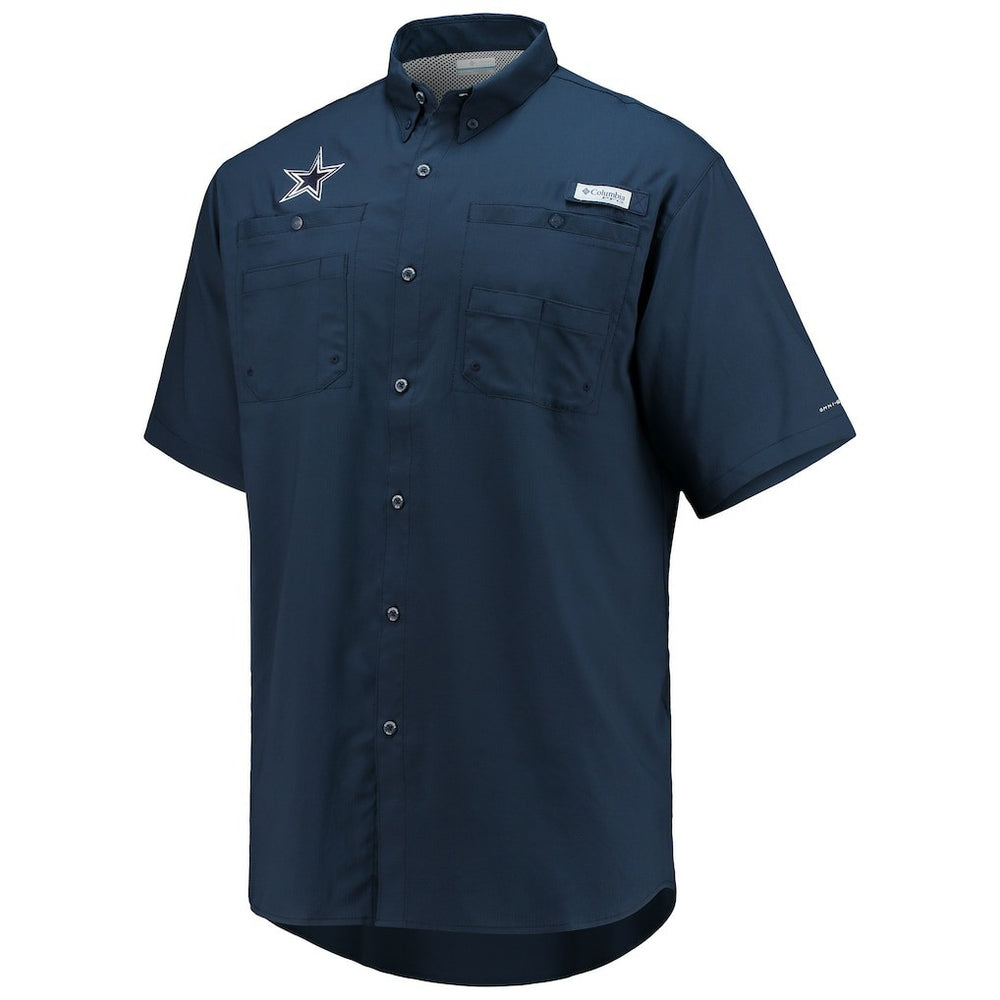 Dallas Cowboys Tamiami Omni-Shade Button-Down Short Sleeve Shirt Navy