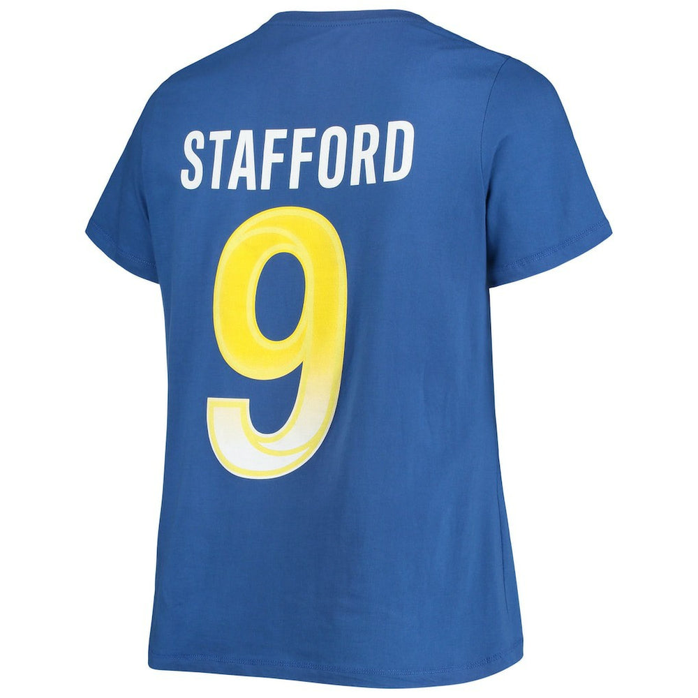 Matthew Stafford Los Angeles Rams Women's Plus Size Player Name & Number V-Neck T-Shirt Royal