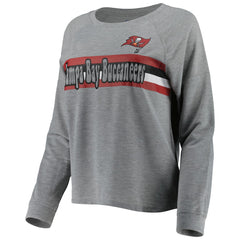 Tampa Bay Buccaneers Juniors All Striped Up Raglan Long Sleeve T-Shirt Heathered Gray