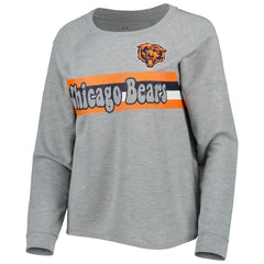 Chicago Bears Juniors All Striped Up Raglan Long Sleeve T-Shirt Heathered Gray