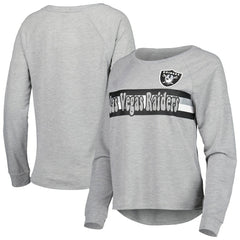 Las Vegas Raiders Juniors All Striped Up Raglan Long Sleeve T-Shirt Heathered Gray