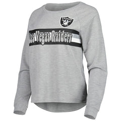 Las Vegas Raiders Juniors All Striped Up Raglan Long Sleeve T-Shirt Heathered Gray