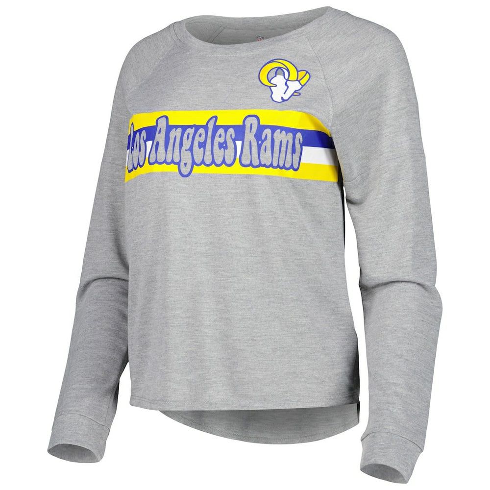 Los Angeles Rams Juniors All Striped Up Raglan Long Sleeve T-Shirt Heathered Gray