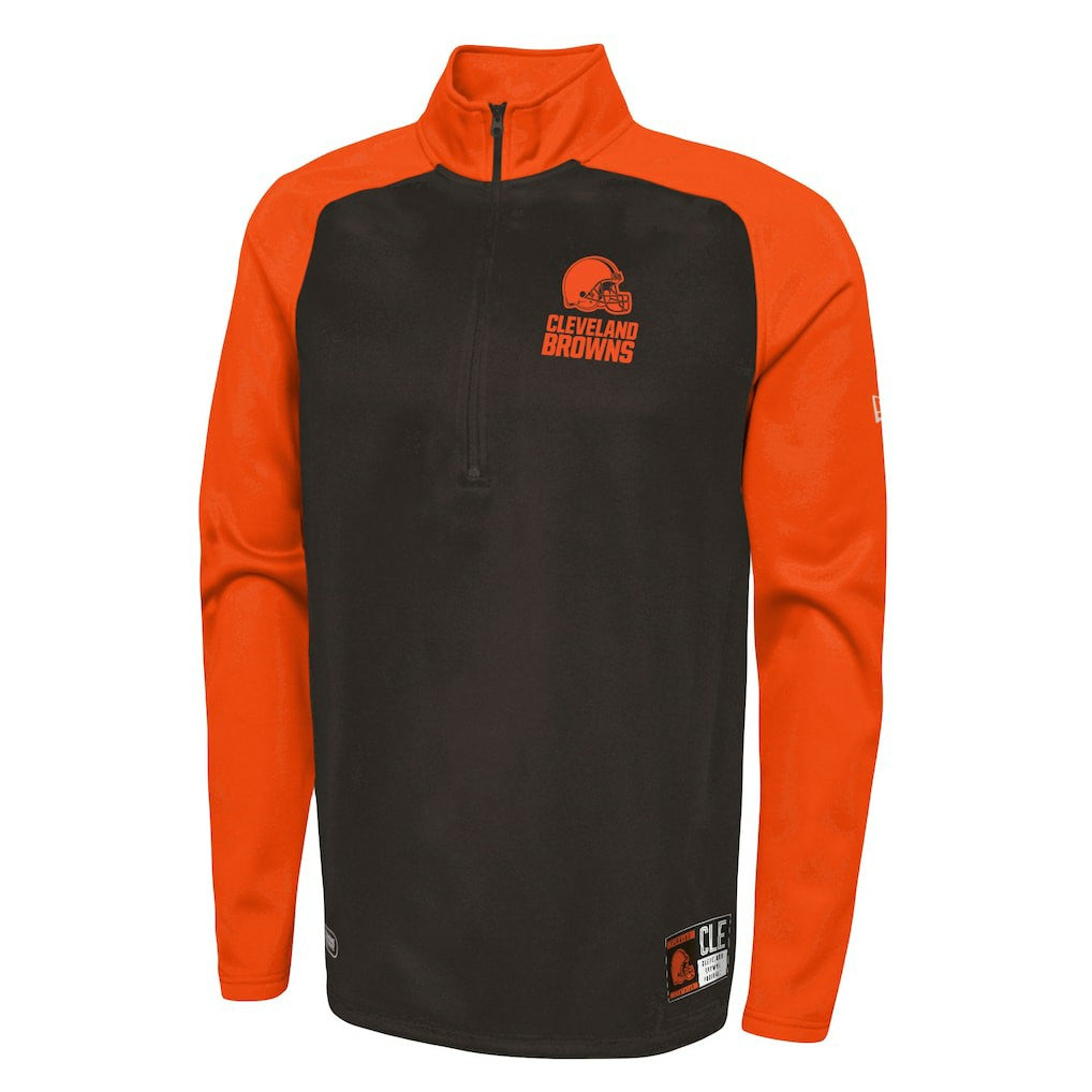 Cleveland Browns New Era Combine Authentic O-Line Raglan Half-Zip Jacket Brown