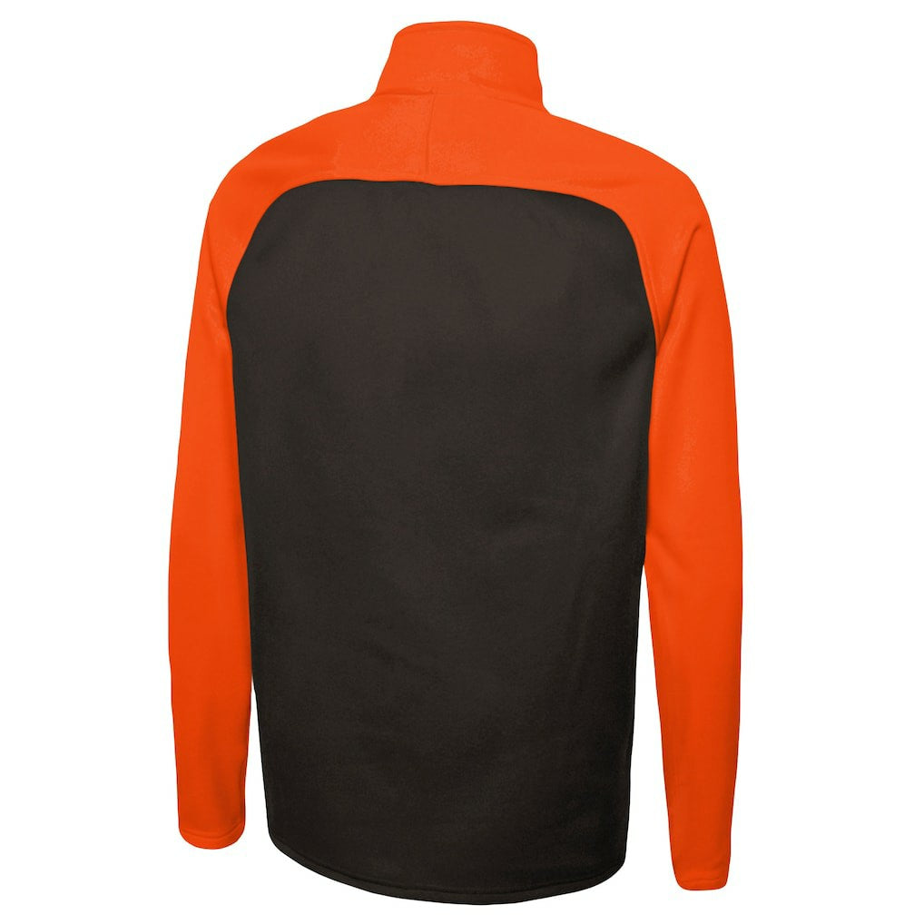 Cleveland Browns New Era Combine Authentic O-Line Raglan Half-Zip Jacket Brown
