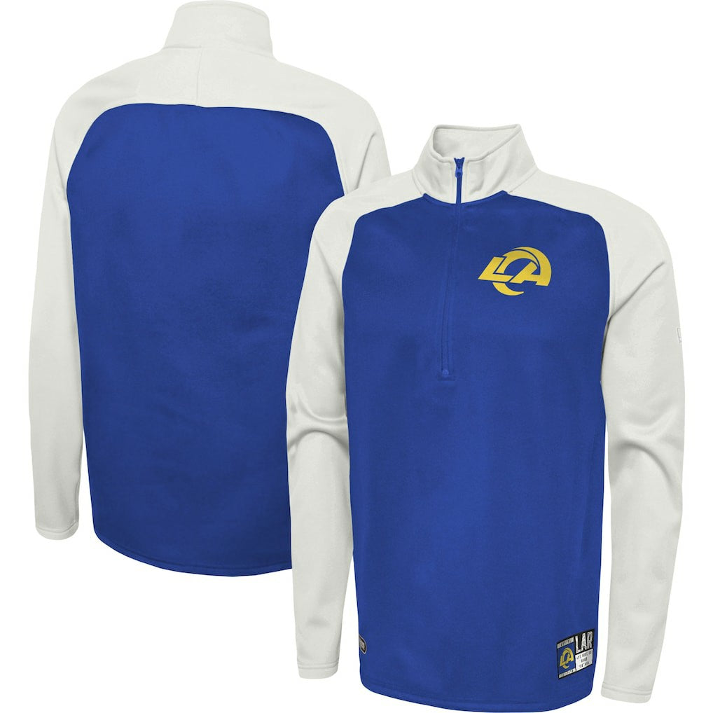 Los Angeles Rams New Era Combine Authentic O-Line Raglan Half-Zip Jacket Royal