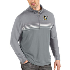 NHL Pittsburgh Penguins Antigua Pace Quarter-Zip Pullover Top - Gray