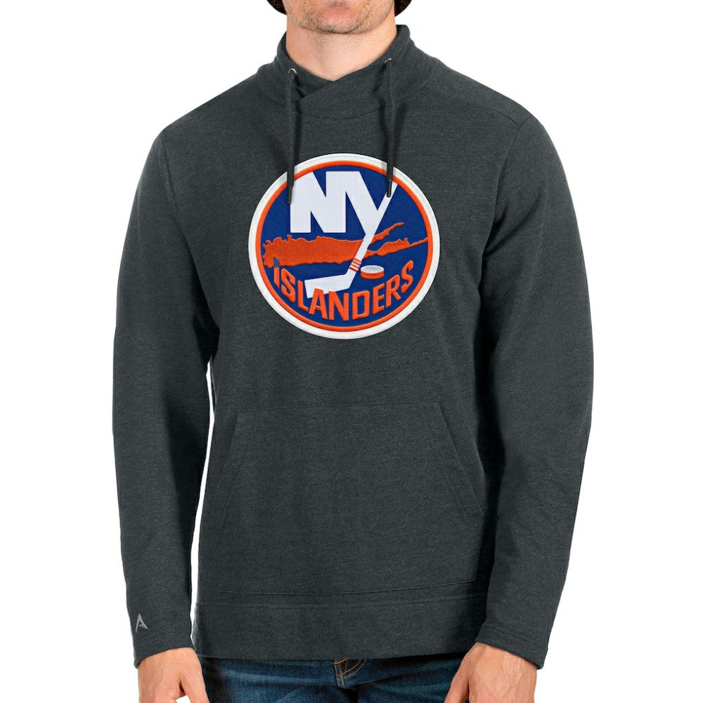 NHL New York Islanders Antigua Reward Crossover Neckline Pullover Sweatshirt - Heathered Charcoal