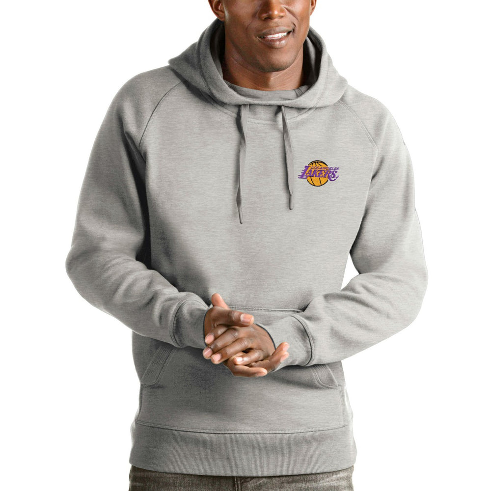 Los Angeles Lakers Antigua Victory Pullover Hoodie Heathered Gray