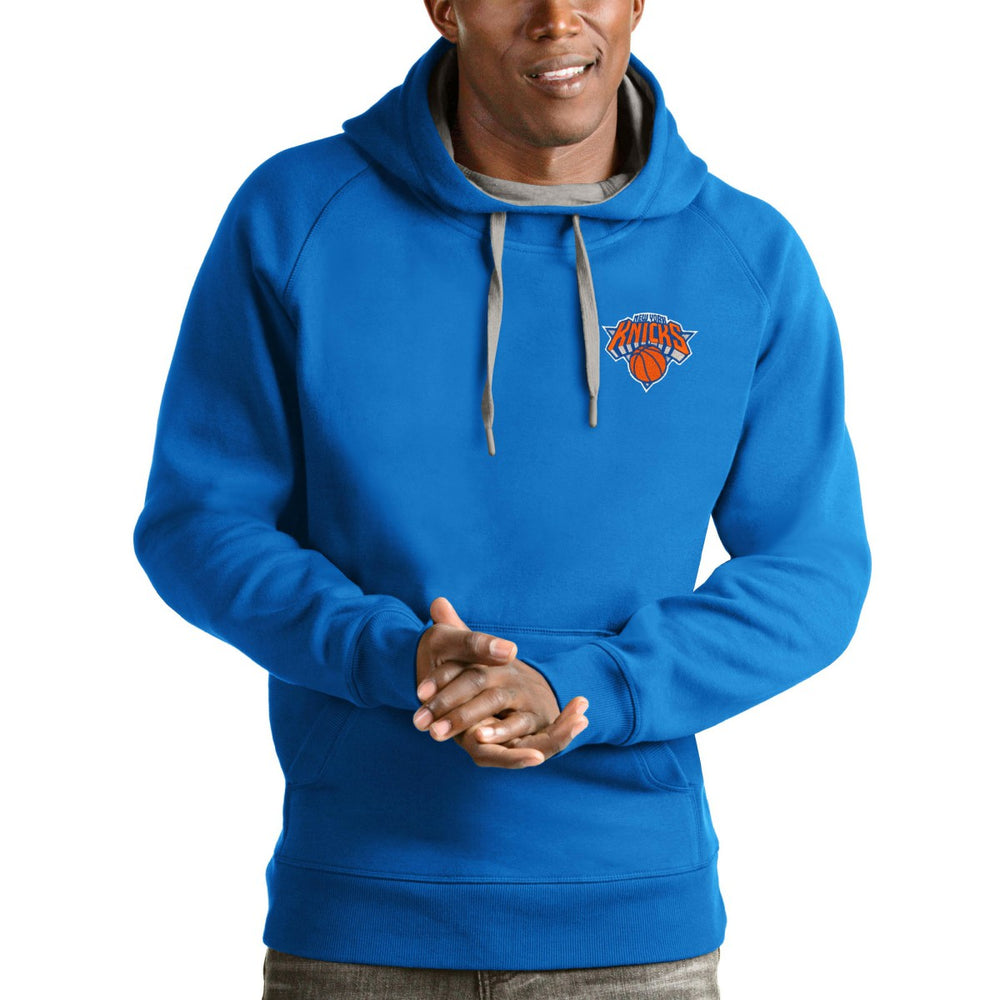 New York Knicks Antigua Victory Pullover Hoodie Blue