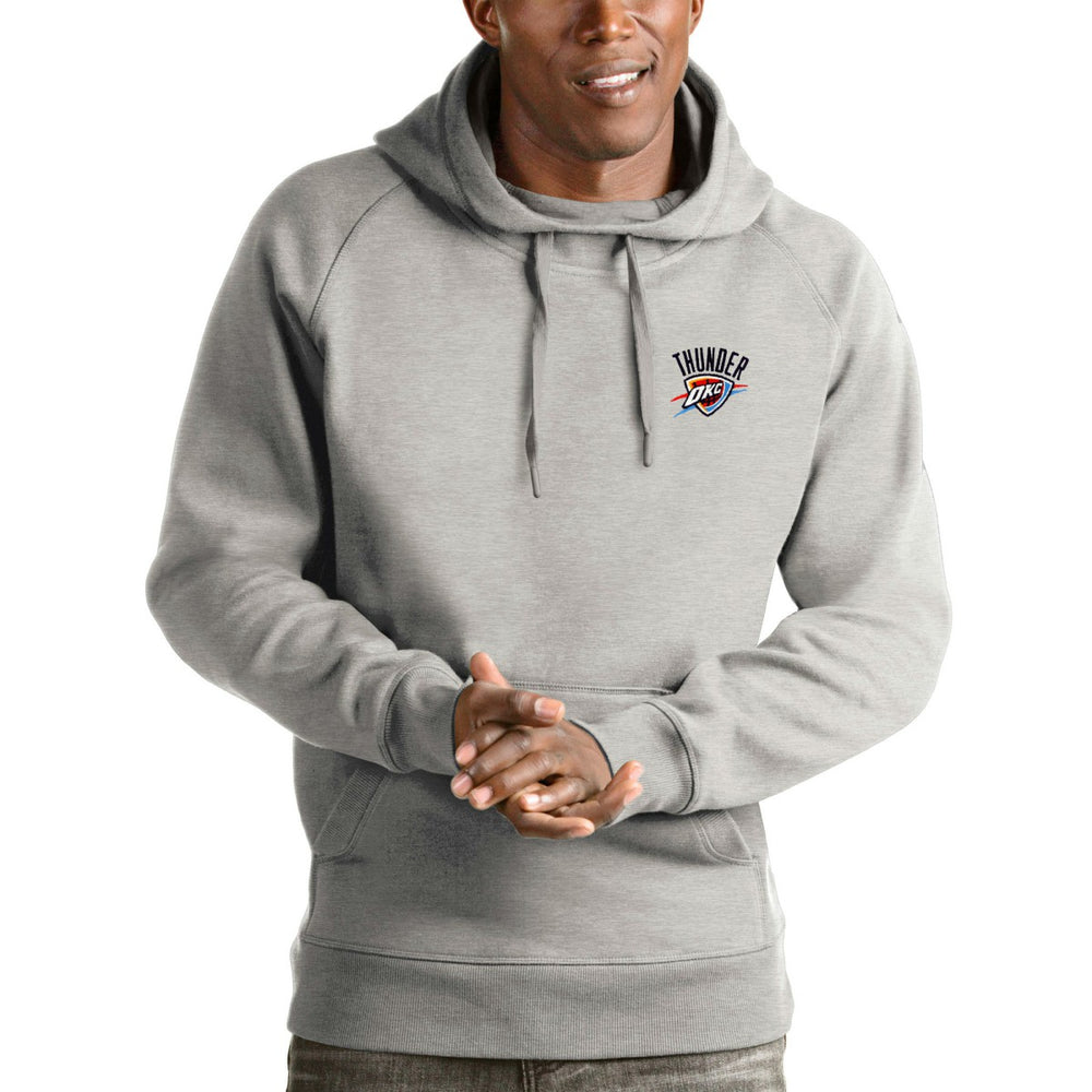 Oklahoma City Thunder Antigua Victory Pullover Hoodie Heathered Gray