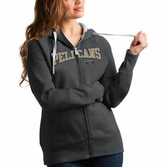 New Orleans Pelicans Antigua Women's Team Victory Full-Zip Hoodie Charcoal