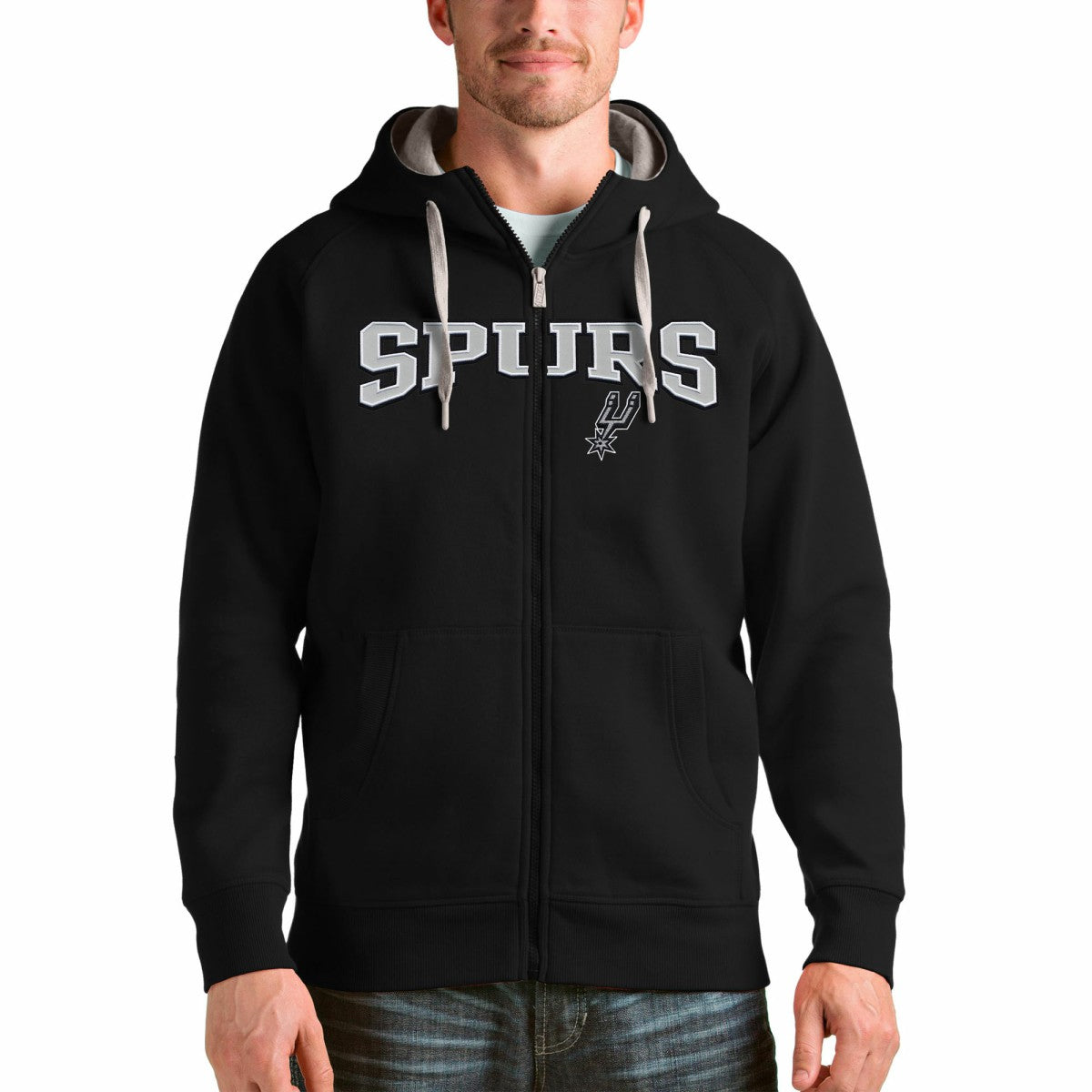 San Antonio Spurs Antigua Team Victory Full-Zip Hoodie Black