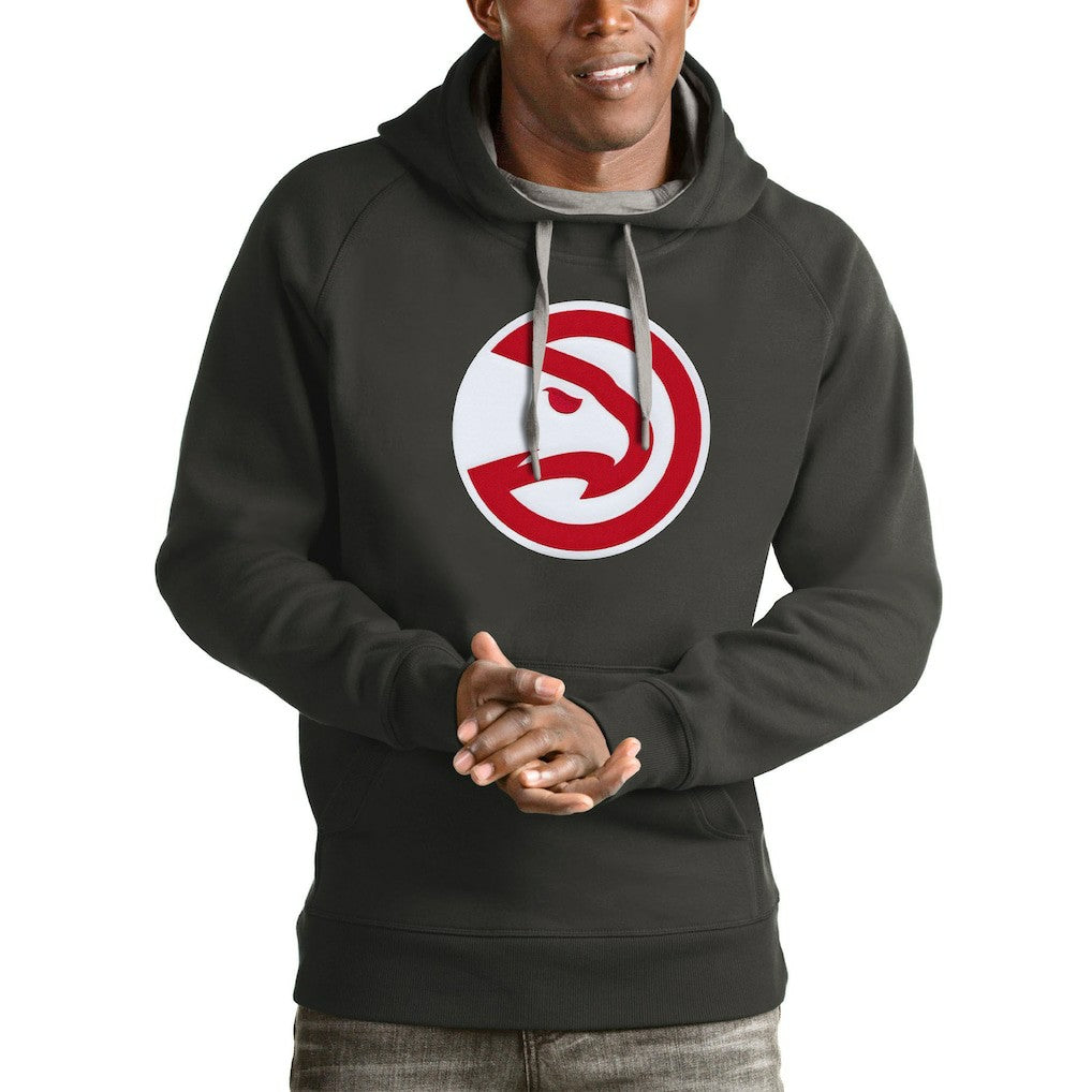 Atlanta Hawks Antigua Logo Victory Pullover Hoodie Charcoal