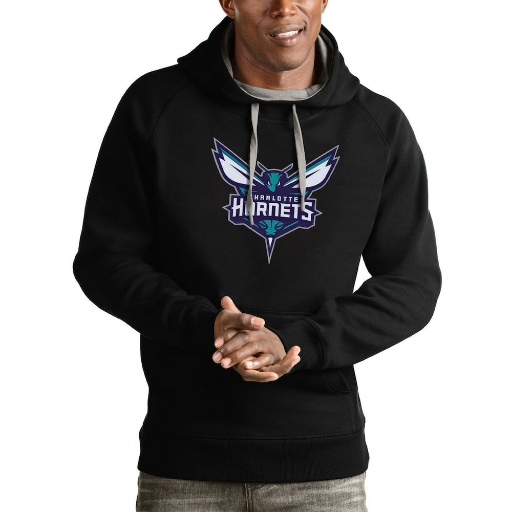 Charlotte Hornets Antigua Logo Victory Pullover Hoodie Black